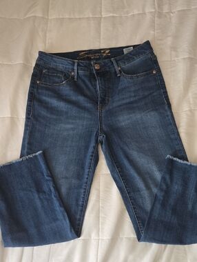 Seven7  Dark Blue Cropped Straight Jeans